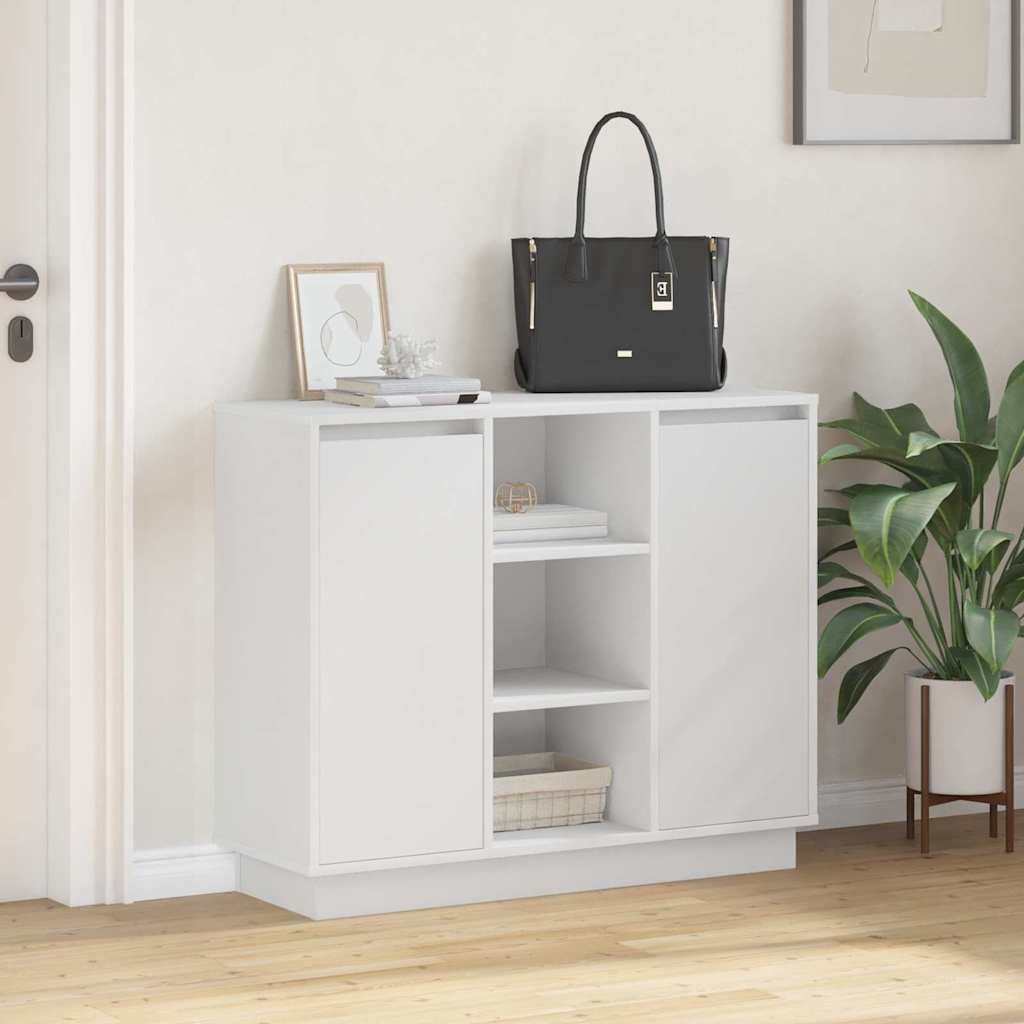LED Sideboard 90 x 32 x 75 cm Engineered Wood White