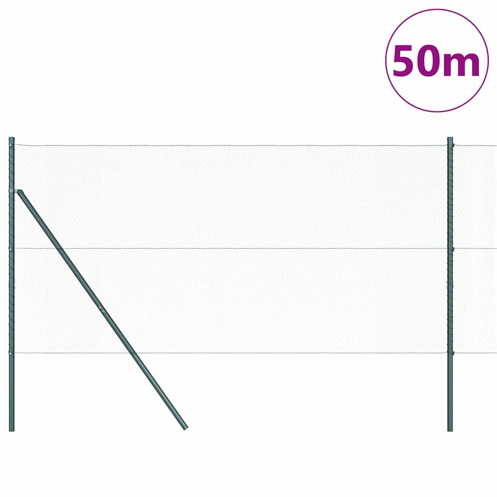 vidaXL Hexagonal Fence Ground Fix 50 x 1.4 m PVC-Coated Steel Green 3