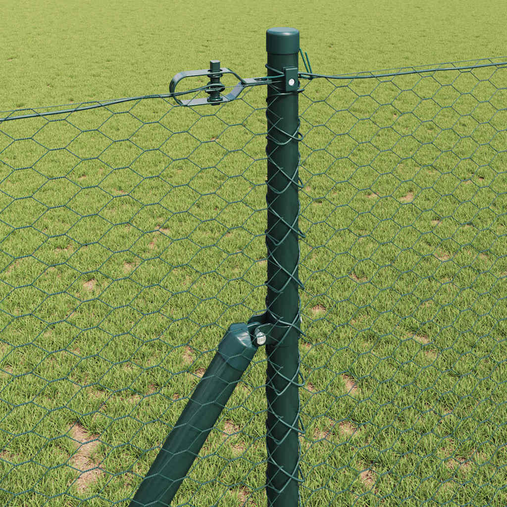 vidaXL Hexagonal Fence Ground Fix 50 x 1.4 m PVC-Coated Steel Green 4