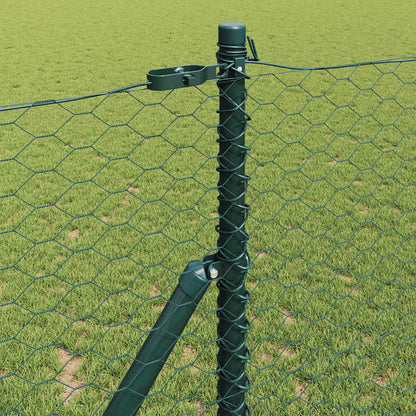 vidaXL Hexagonal Fence Ground Fix 50 x 1.4 m PVC-Coated Steel Green 4
