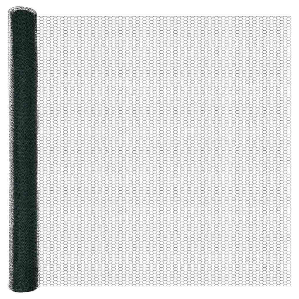 vidaXL Hexagonal Fence Ground Fix 50 x 1.5 m PVC-Coated Steel Green 6