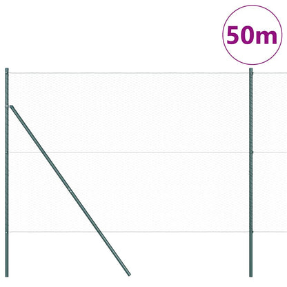 vidaXL Hexagonal Fence Ground Fix 50 x 1.5 m PVC-Coated Steel Green 3