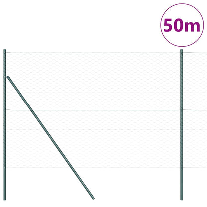 vidaXL Hexagonal Fence Ground Fix 50 x 1.5 m PVC-Coated Steel Green 3