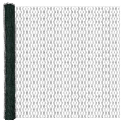 vidaXL Hexagonal Fence Ground Fix 50 x 1.6 m PVC-Coated Steel Green 6
