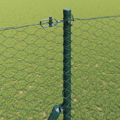 vidaXL Hexagonal Fence Ground Fix 50 x 1.6 m PVC-Coated Steel Green 4