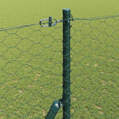 vidaXL Hexagonal Fence Ground Fix 50 x 1.6 m PVC-Coated Steel Green 4