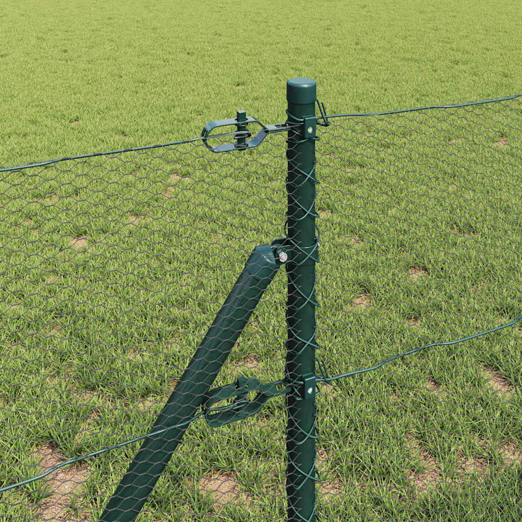 vidaXL Hexagonal Fence Ground Fix 100 x 0.8 m PVC-Coated Steel Green 4