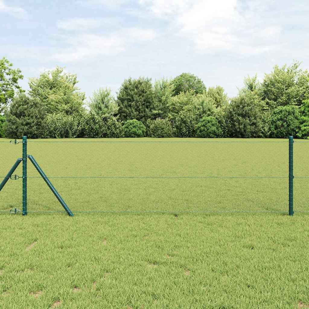vidaXL Hexagonal Fence Ground Fix 100 x 0.8 m PVC-Coated Steel Green 1