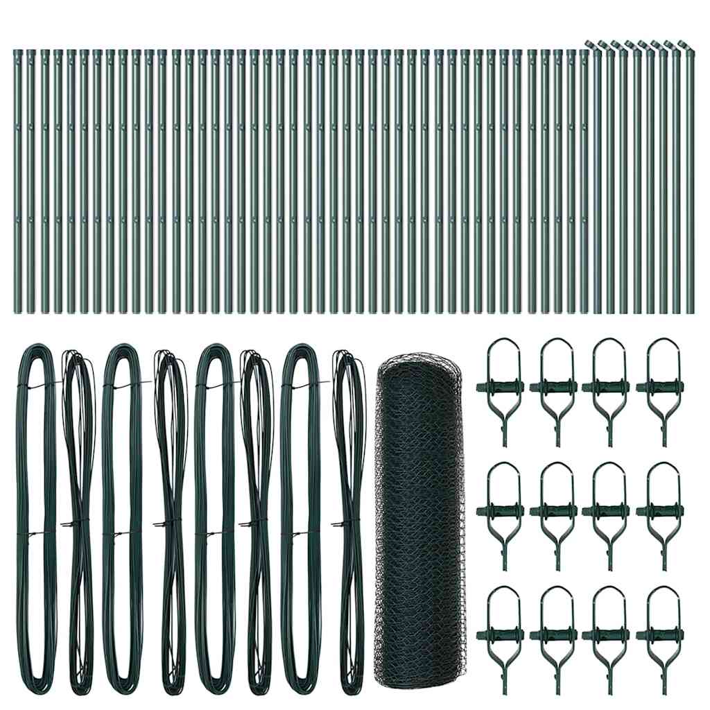 vidaXL Hexagonal Fence Ground Fix 100 x 0.8 m PVC-Coated Steel Green 2