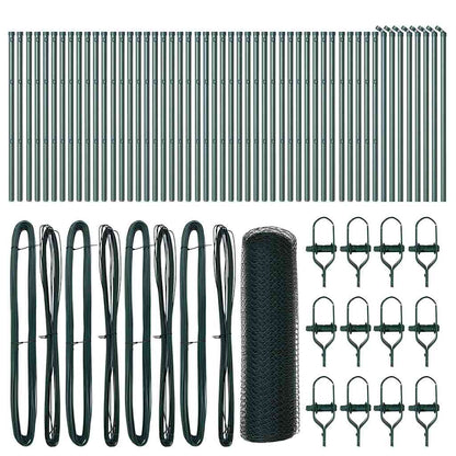 vidaXL Hexagonal Fence Ground Fix 100 x 0.8 m PVC-Coated Steel Green 2