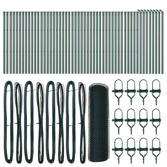 vidaXL Hexagonal Fence Ground Fix 100 x 0.8 m PVC-Coated Steel Green 2