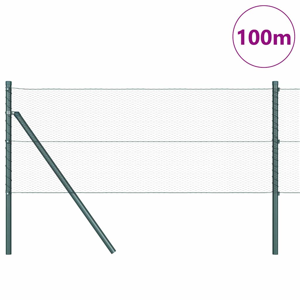 vidaXL Hexagonal Fence Ground Fix 100 x 0.8 m PVC-Coated Steel Green 3