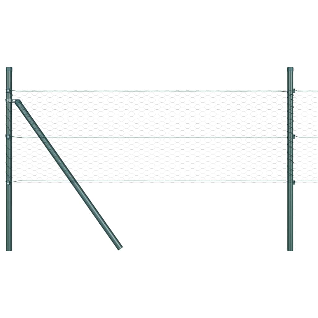 Hexagonal Fence Ground Fix 100 x 1 m PVC-Coated Steel Length 100 m Green Mesh size 25 mm mesh 0.8 m