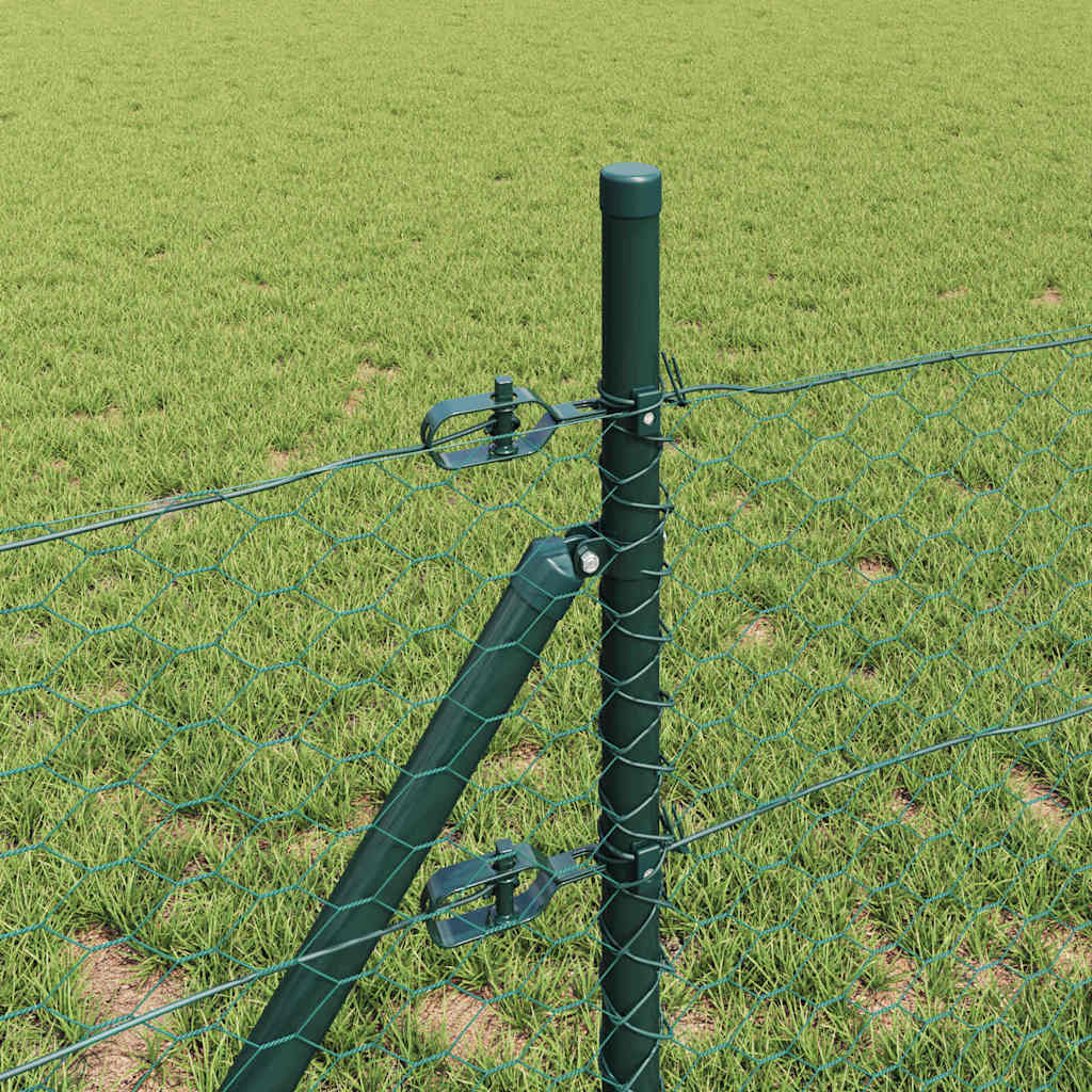 vidaXL Hexagonal Fence Ground Fix 100 x 0.8 m PVC-Coated Steel Green 4