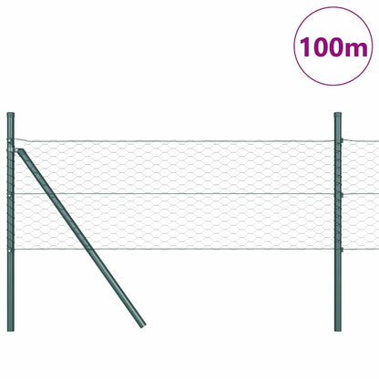 vidaXL Hexagonal Fence Ground Fix 100 x 0.8 m PVC-Coated Steel Green 3