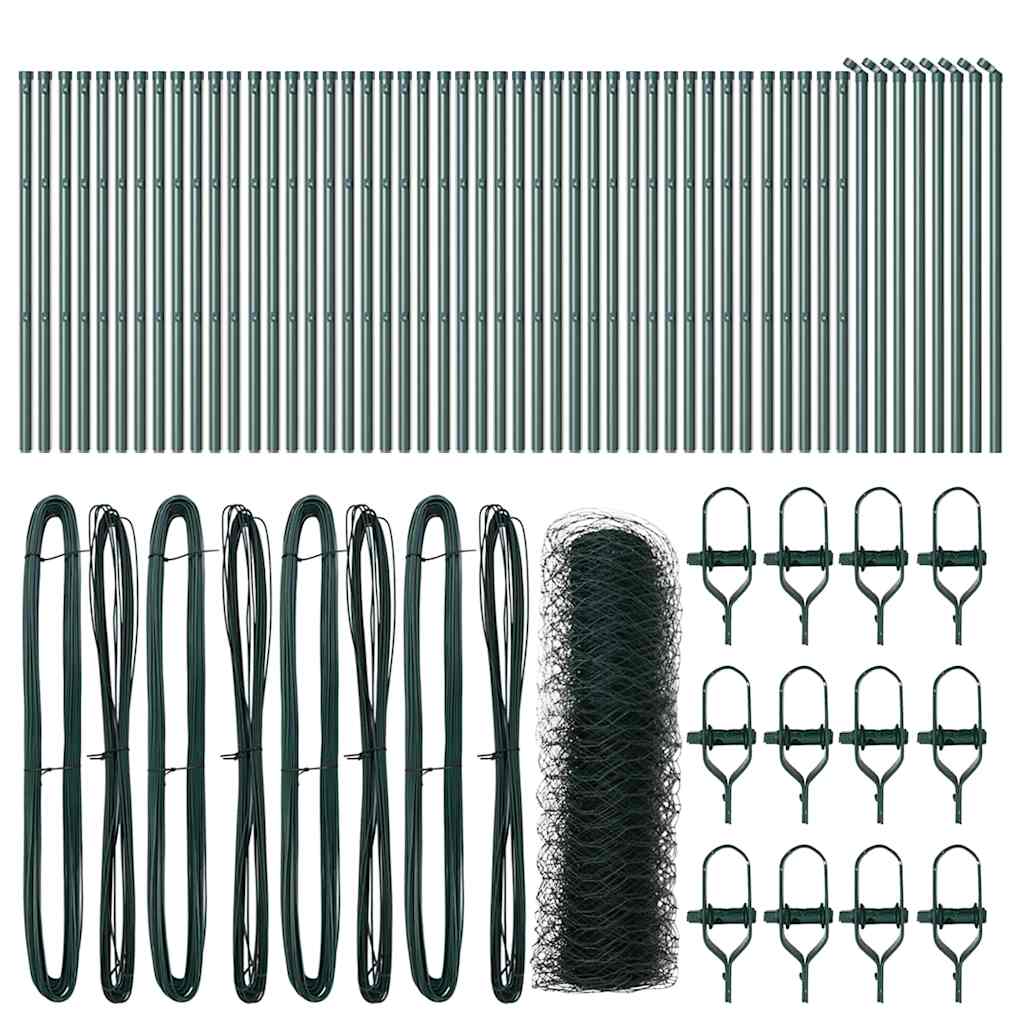 vidaXL Hexagonal Fence Ground Fix 100 x 0.8 m PVC-Coated Steel Green 2