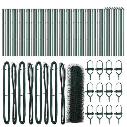 vidaXL Hexagonal Fence Ground Fix 100 x 0.8 m PVC-Coated Steel Green 2