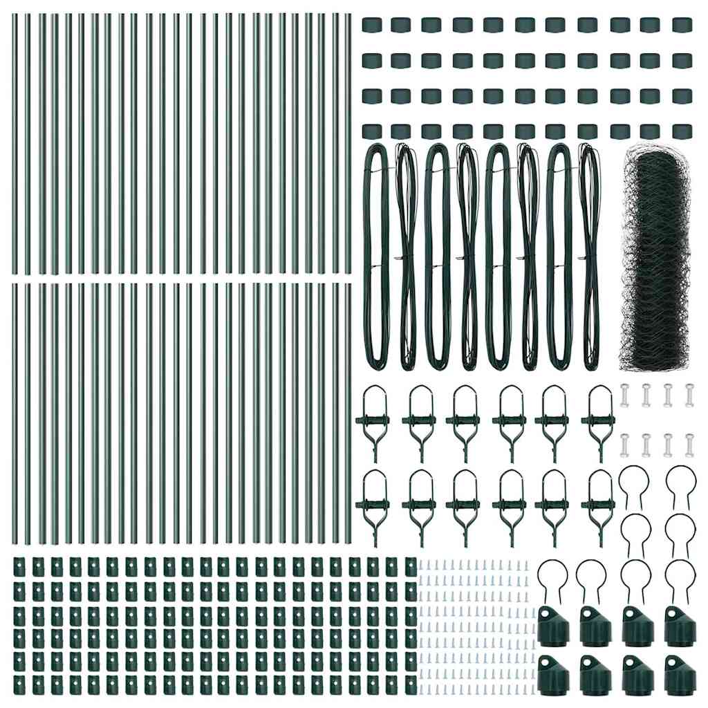 vidaXL Hexagonal Fence Ground Fix 100 x 0.8 m PVC-Coated Steel Green 5