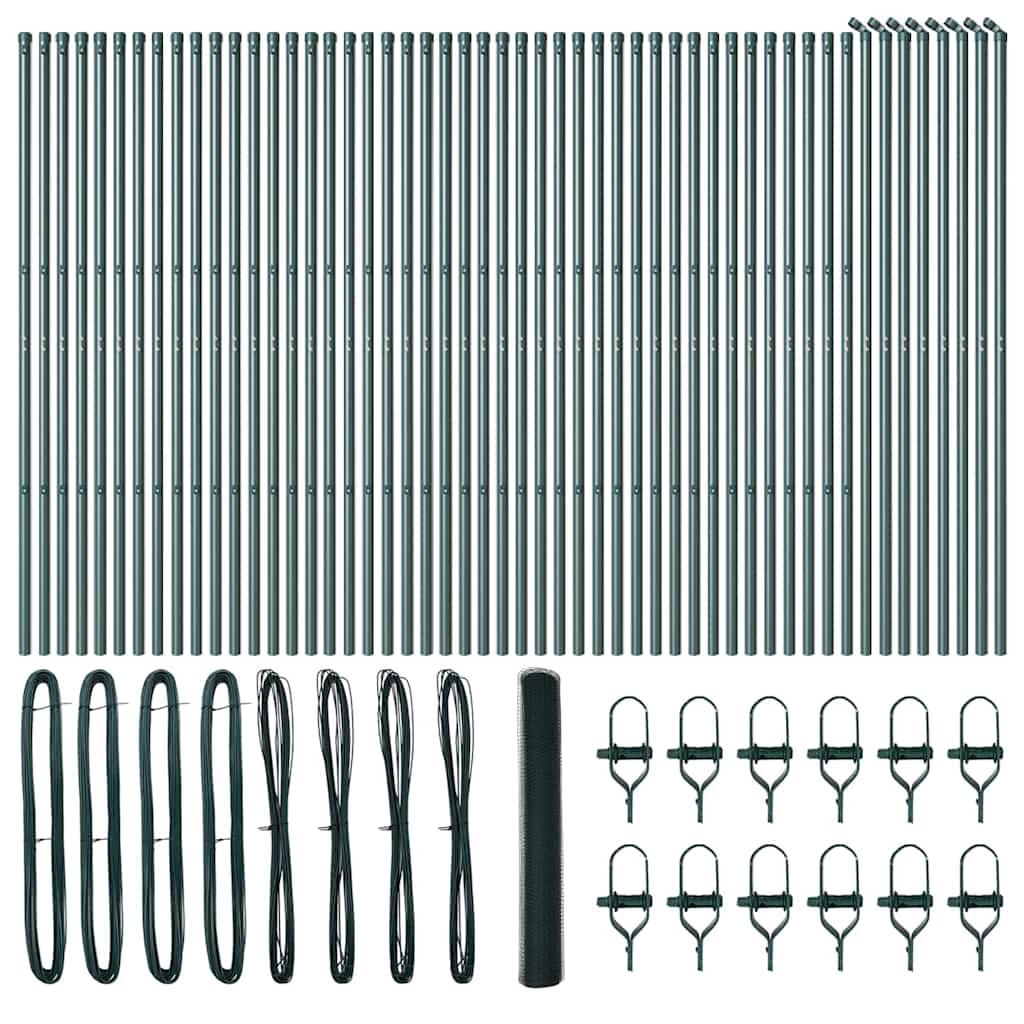 vidaXL Hexagonal Fence Ground Fix 100 x 1 m PVC-Coated Steel Green 2