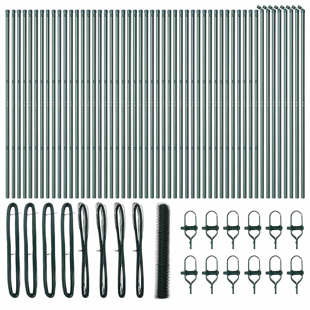 Hexagonal Fence Ground Fix 100 x 1 m PVC-Coated Steel Length 100 m Green Mesh size 50 mm mesh 1 m