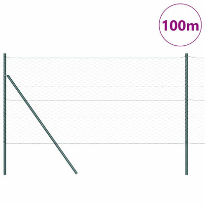 Hexagonal Fence Ground Fix 100 x 1 m PVC-Coated Steel Length 100 m Green Mesh size 50 mm mesh 1 m
