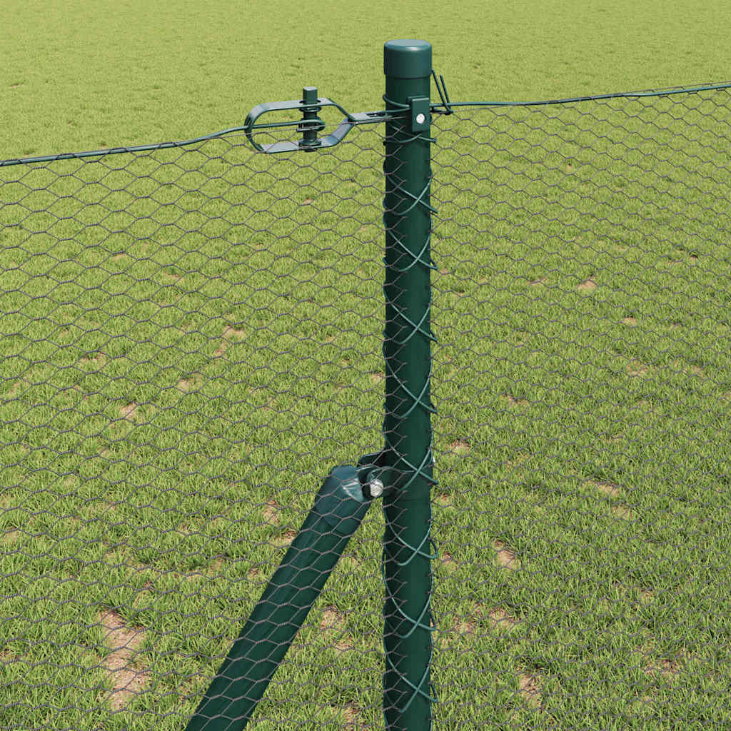 vidaXL Hexagonal Fence Ground Fix 50 x 1.4 m PVC-Coated Steel Grey 4