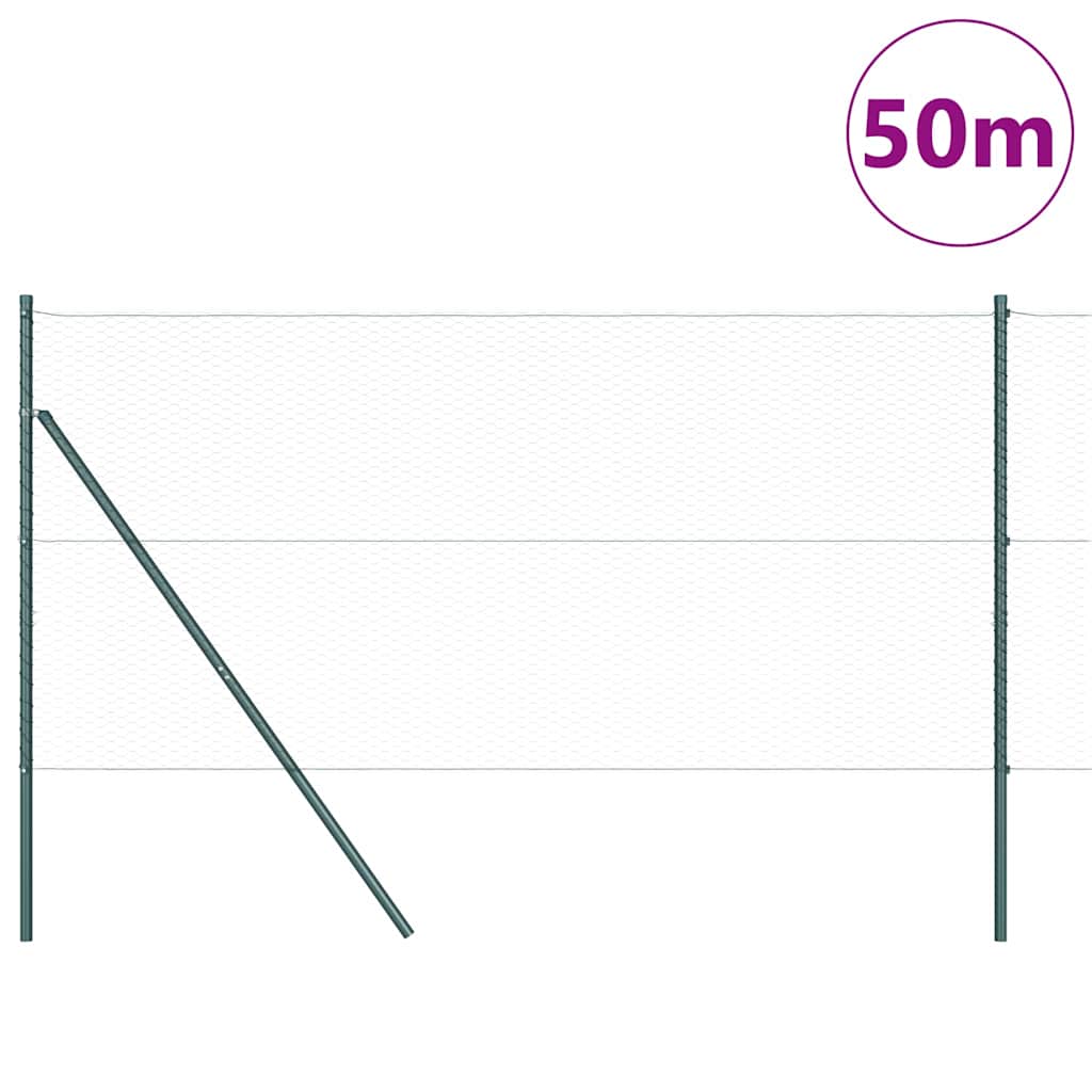 vidaXL Hexagonal Fence Ground Fix 50 x 1.4 m PVC-Coated Steel Grey 3