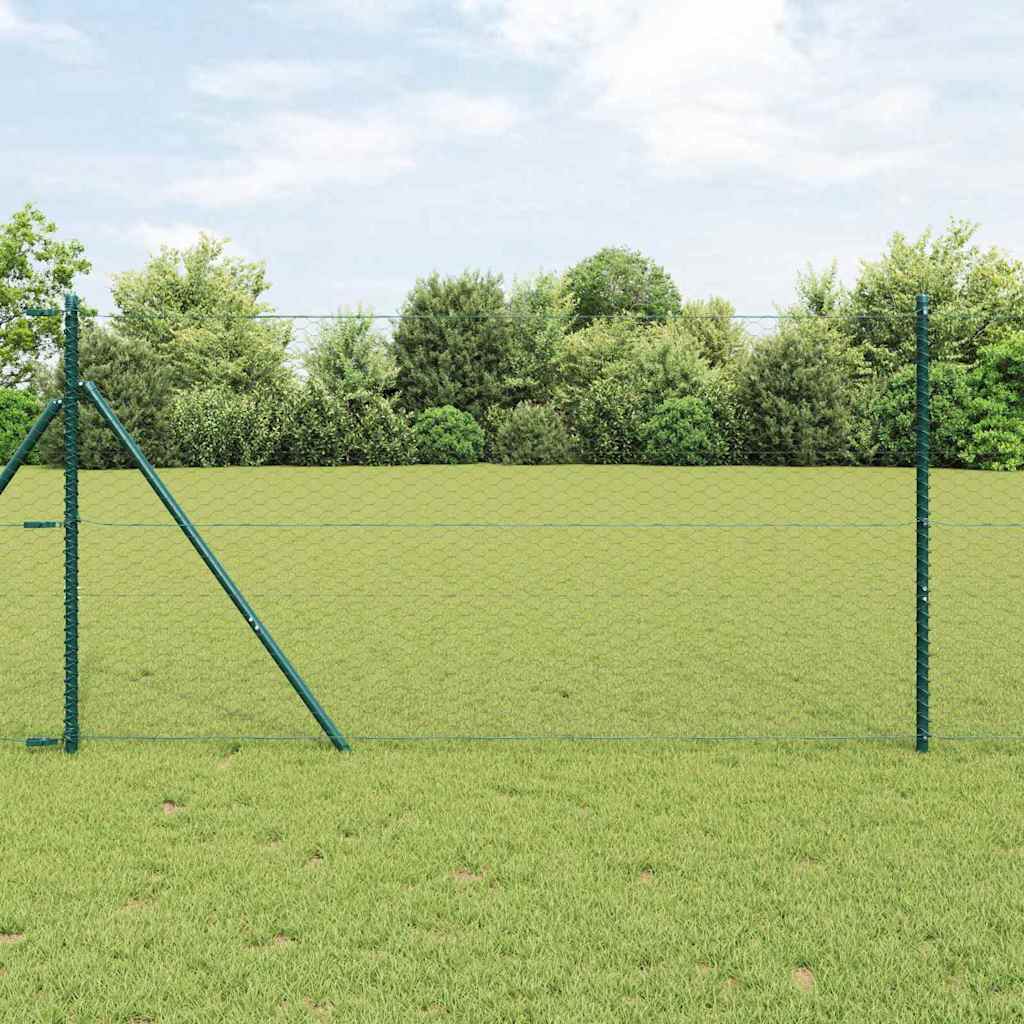 vidaXL Hexagonal Fence Ground Fix 50 x 1.4 m PVC-Coated Steel Grey 1