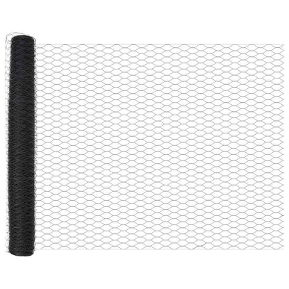 vidaXL Hexagonal Fence Ground Fix 50 x 1.4 m PVC-Coated Steel Grey 6