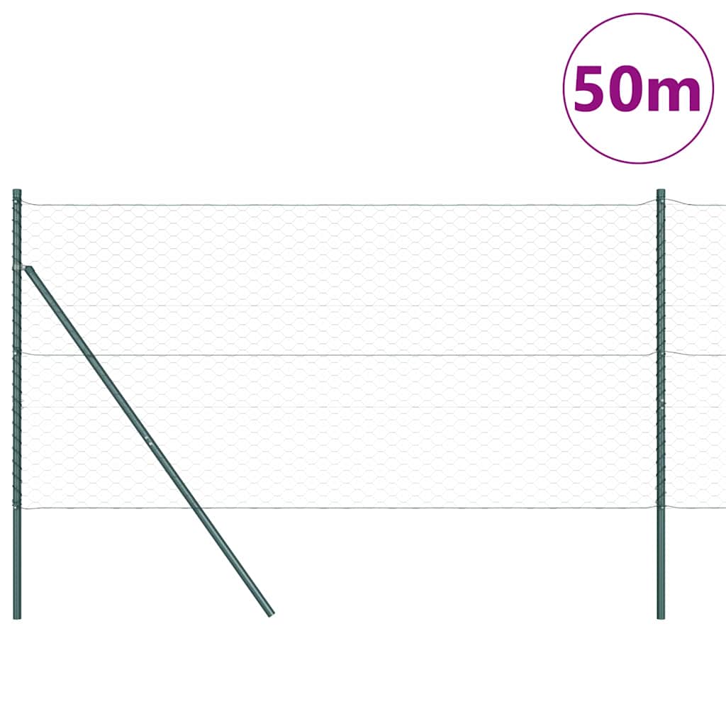 vidaXL Hexagonal Fence Ground Fix 50 x 1.4 m PVC-Coated Steel Grey 3