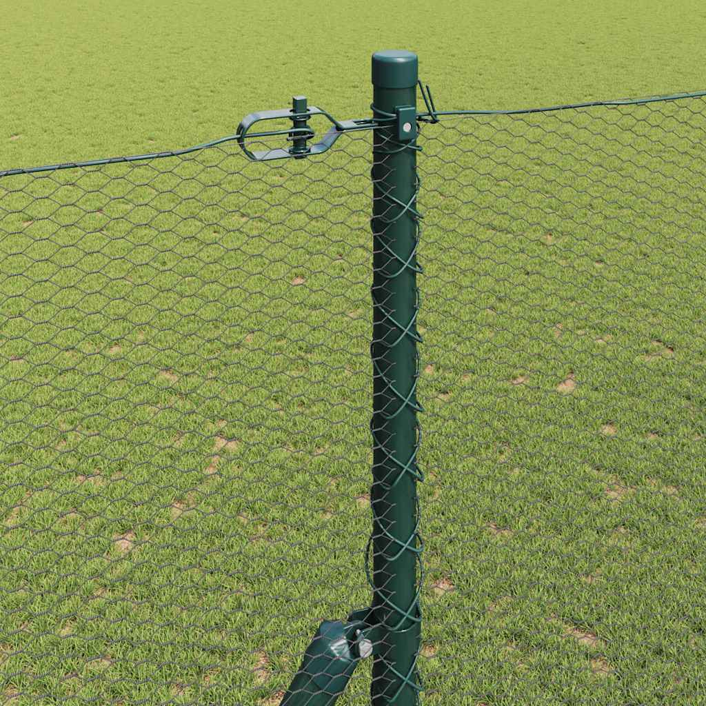 vidaXL Hexagonal Fence Ground Fix 50 x 1.5 m PVC-Coated Steel Grey 4
