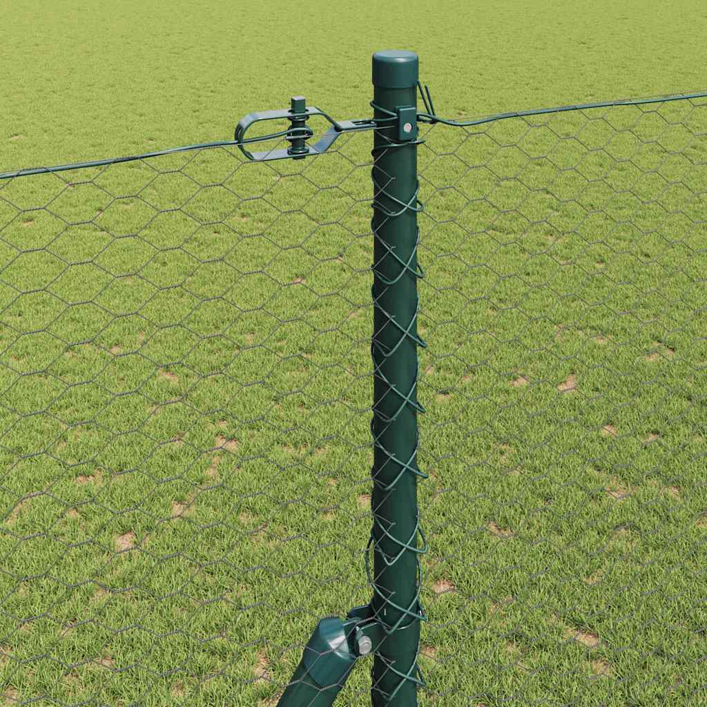 vidaXL Hexagonal Fence Ground Fix 50 x 1.5 m PVC-Coated Steel Grey 4