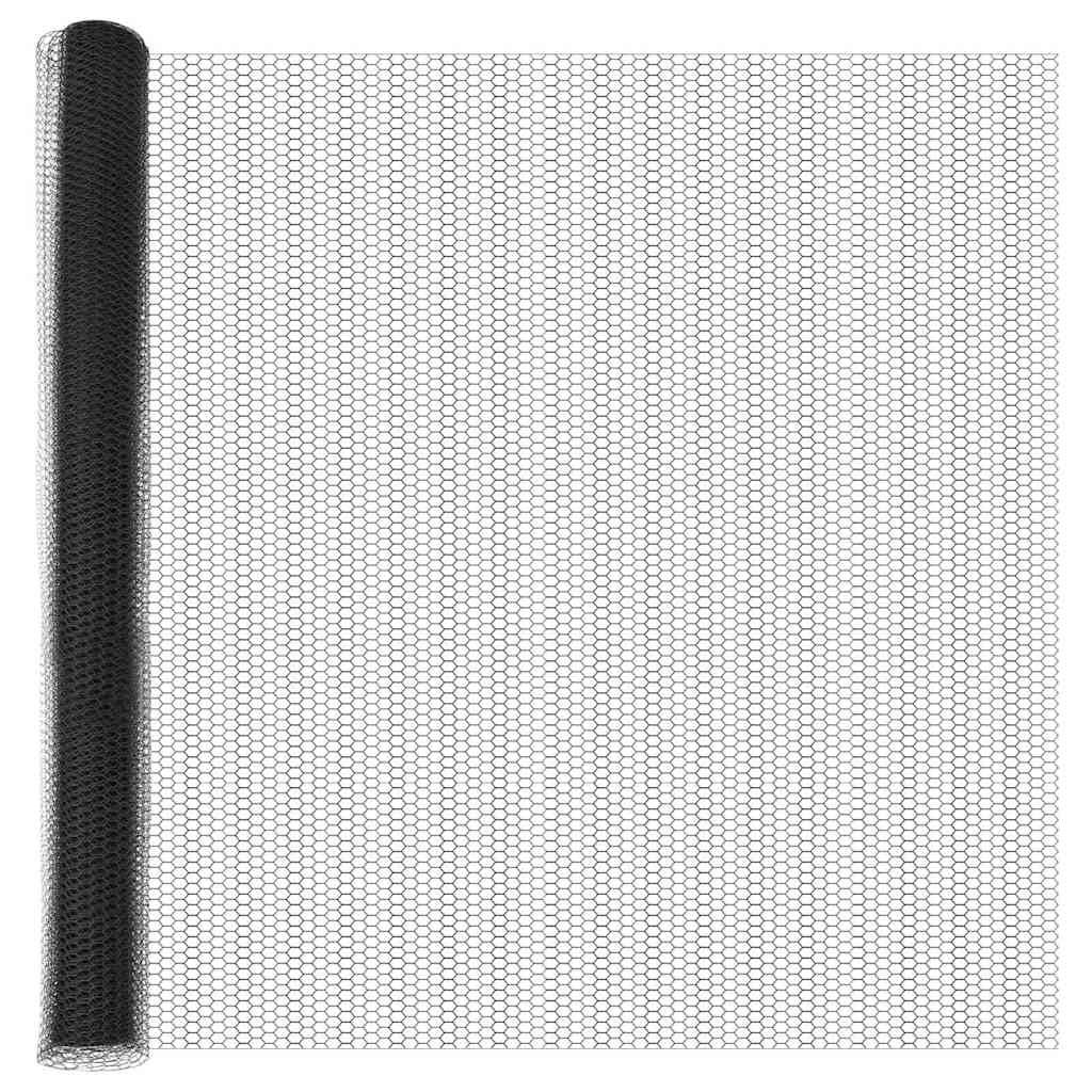 vidaXL Hexagonal Fence Ground Fix 50 x 1.5 m PVC-Coated Steel Grey 6