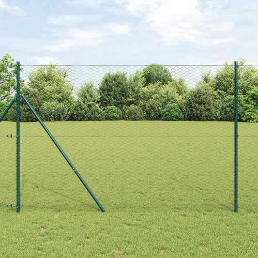 vidaXL Hexagonal Fence Ground Fix 50 x 1.5 m PVC-Coated Steel Grey 1