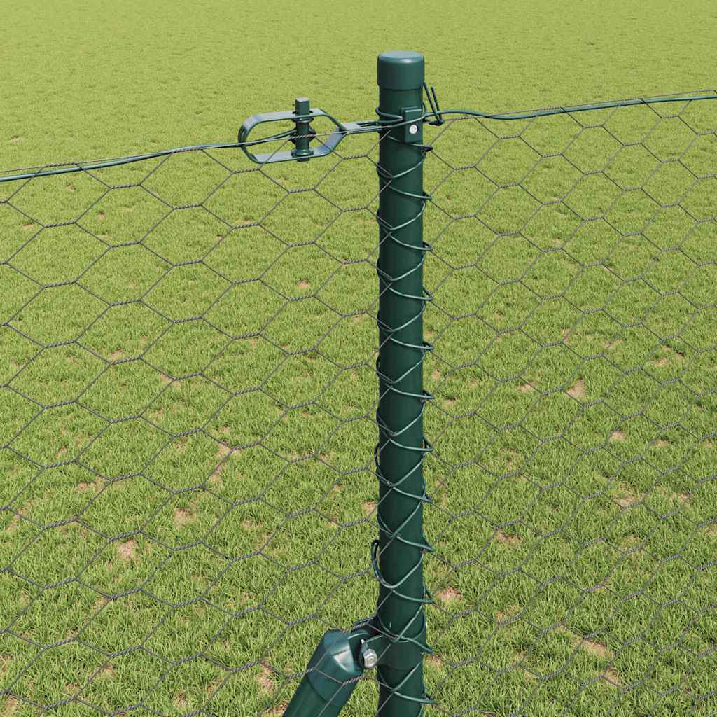 vidaXL Hexagonal Fence Ground Fix 50 x 1.6 m PVC-Coated Steel Grey 4