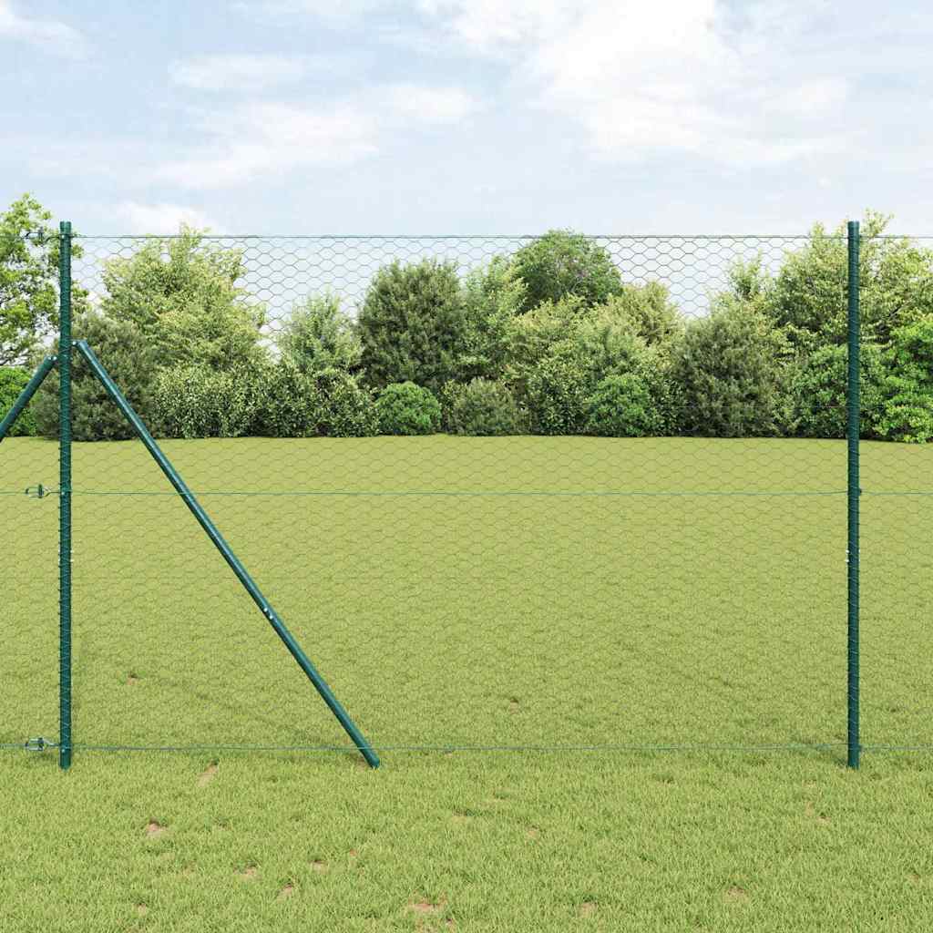 vidaXL Hexagonal Fence Ground Fix 50 x 1.6 m PVC-Coated Steel Grey 1