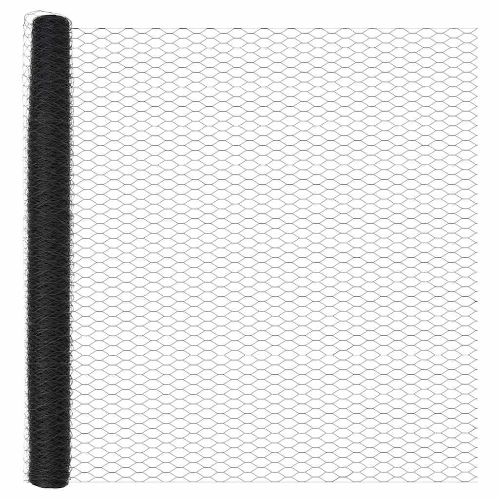 vidaXL Hexagonal Fence Ground Fix 50 x 1.6 m PVC-Coated Steel Grey 6