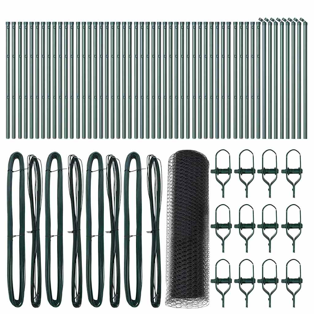 vidaXL Hexagonal Fence Ground Fix 100 x 0.8 m PVC-Coated Steel Grey 2