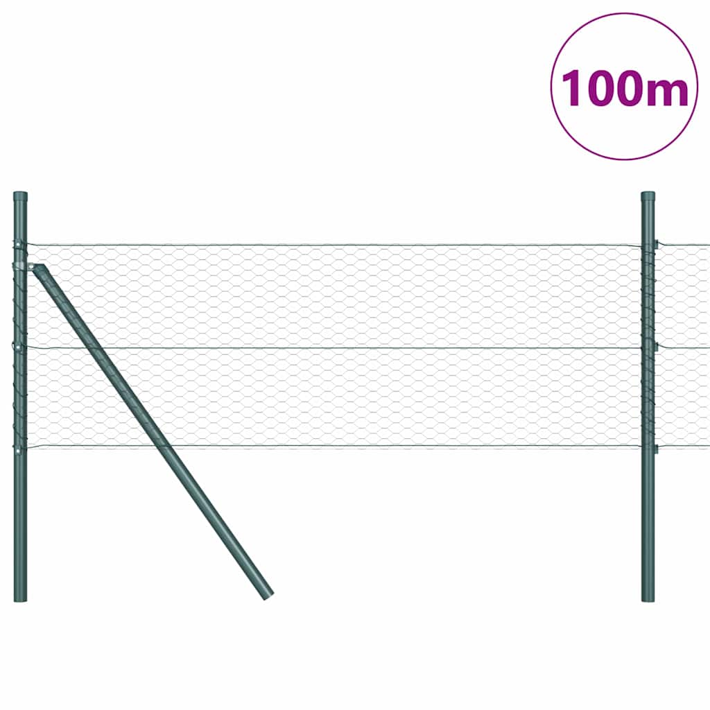vidaXL Hexagonal Fence Ground Fix 100 x 0.8 m PVC-Coated Steel Grey 3