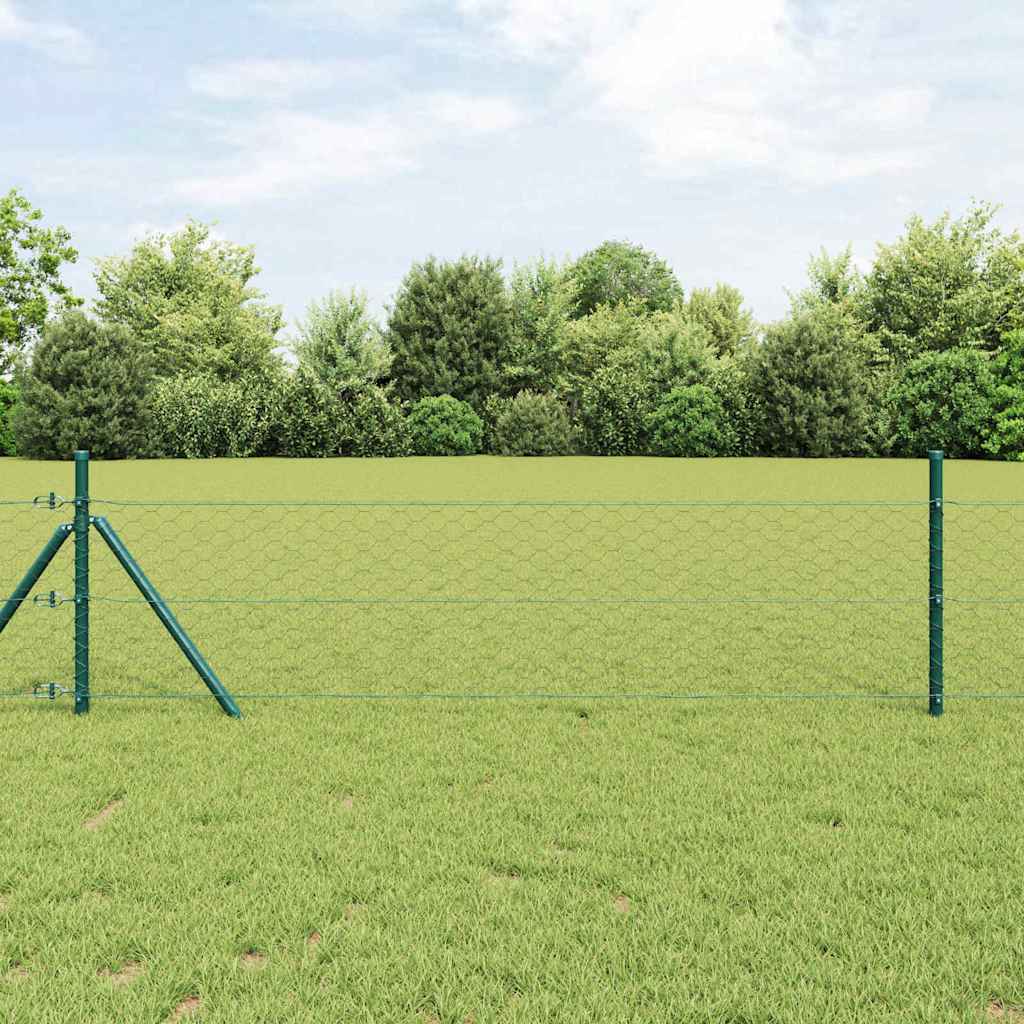 vidaXL Hexagonal Fence Ground Fix 100 x 0.8 m PVC-Coated Steel Grey 1