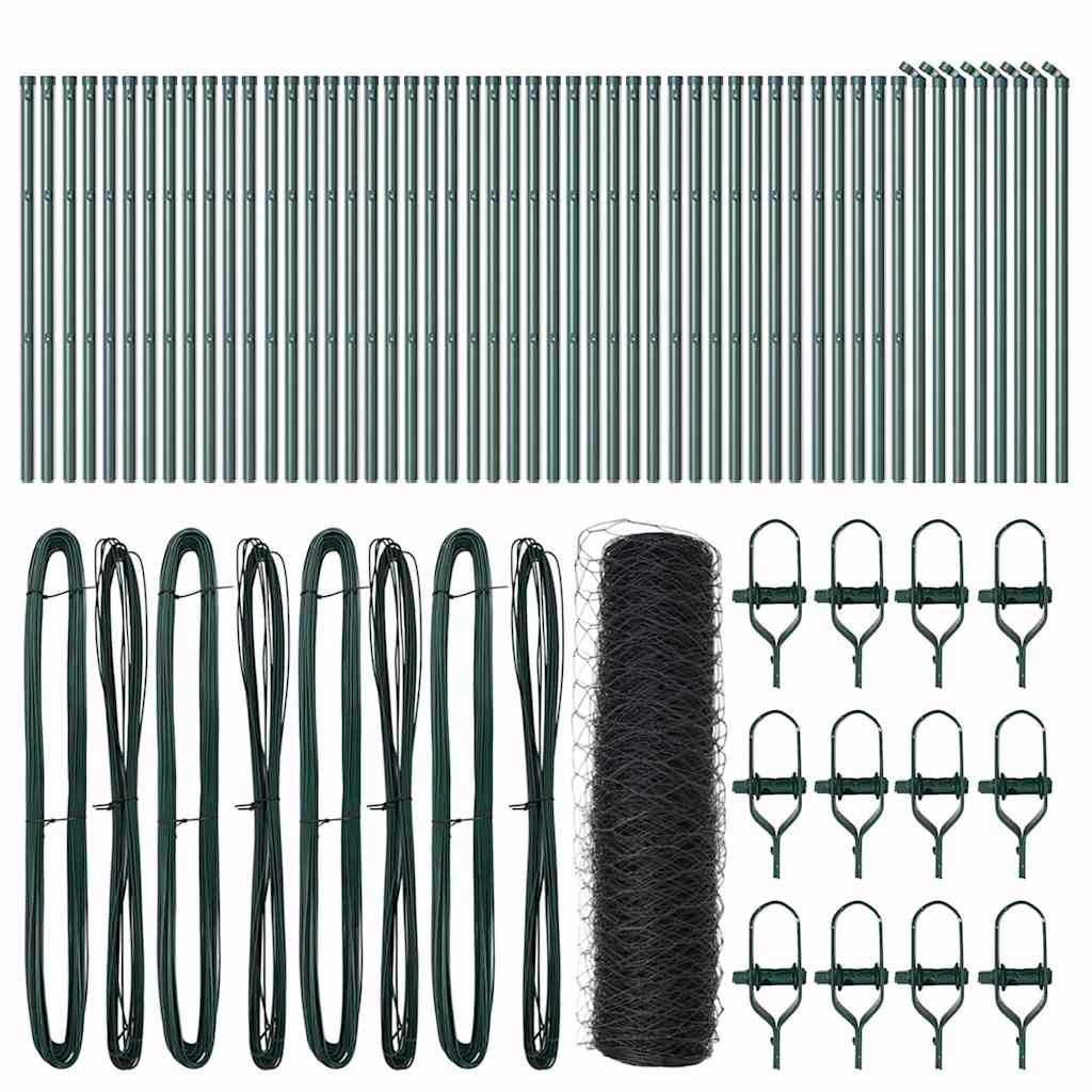 vidaXL Hexagonal Fence Ground Fix 100 x 0.8 m PVC-Coated Steel Grey 2