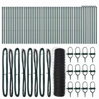 vidaXL Hexagonal Fence Ground Fix 100 x 0.8 m PVC-Coated Steel Grey 2