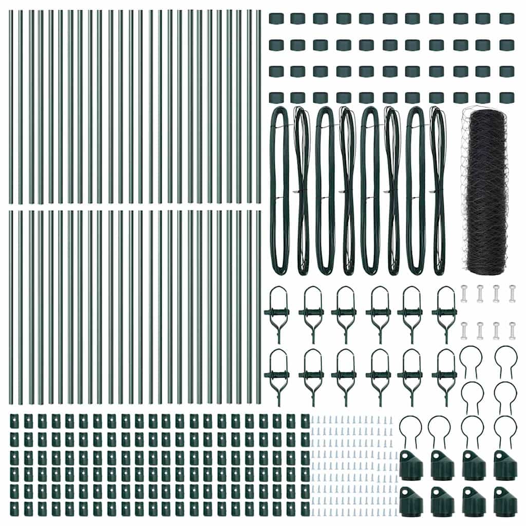 vidaXL Hexagonal Fence Ground Fix 100 x 0.8 m PVC-Coated Steel Grey 5