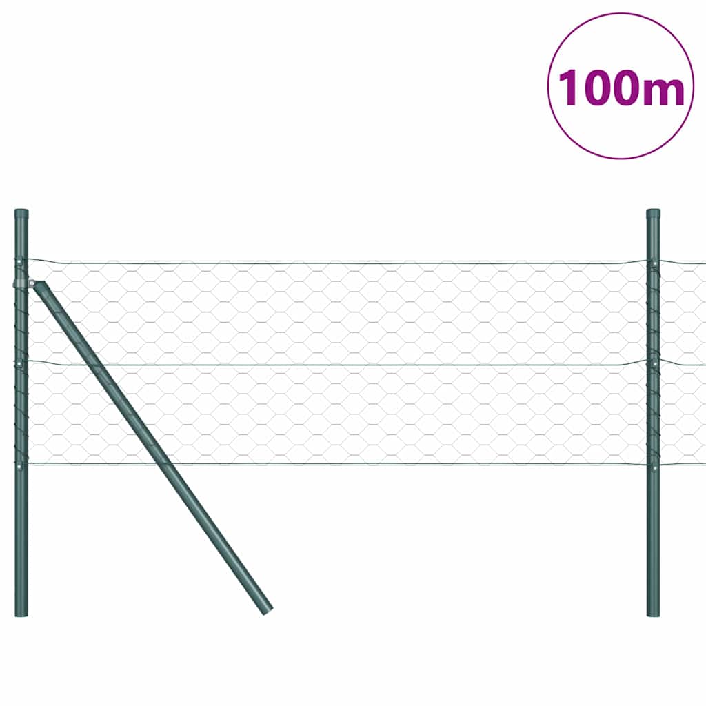 vidaXL Hexagonal Fence Ground Fix 100 x 0.8 m PVC-Coated Steel Grey 3