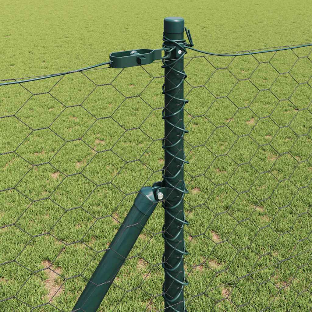vidaXL Hexagonal Fence Ground Fix 100 x 1 m PVC-Coated Steel Grey Mesh 4