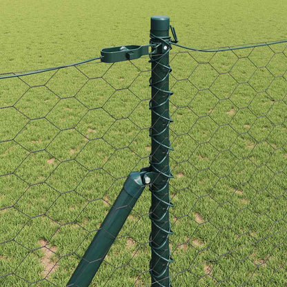 vidaXL Hexagonal Fence Ground Fix 100 x 1 m PVC-Coated Steel Grey Mesh 4
