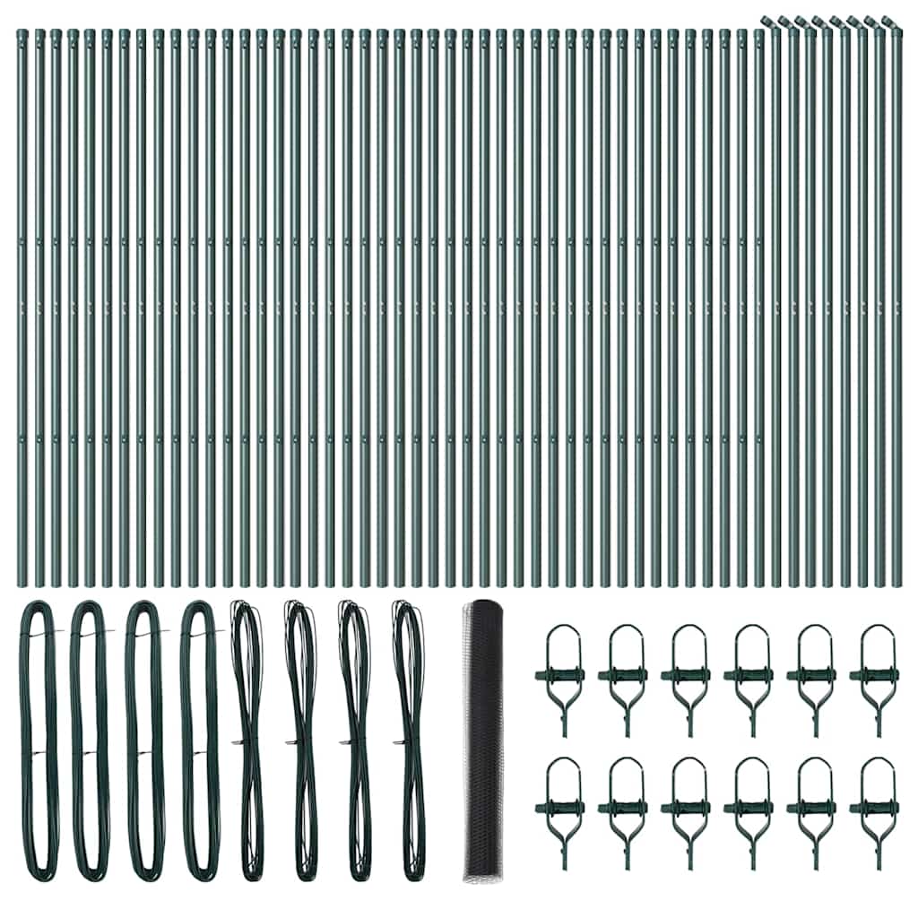 vidaXL Hexagonal Fence Ground Fix 100 x 1 m PVC-Coated Steel Grey Mesh 2