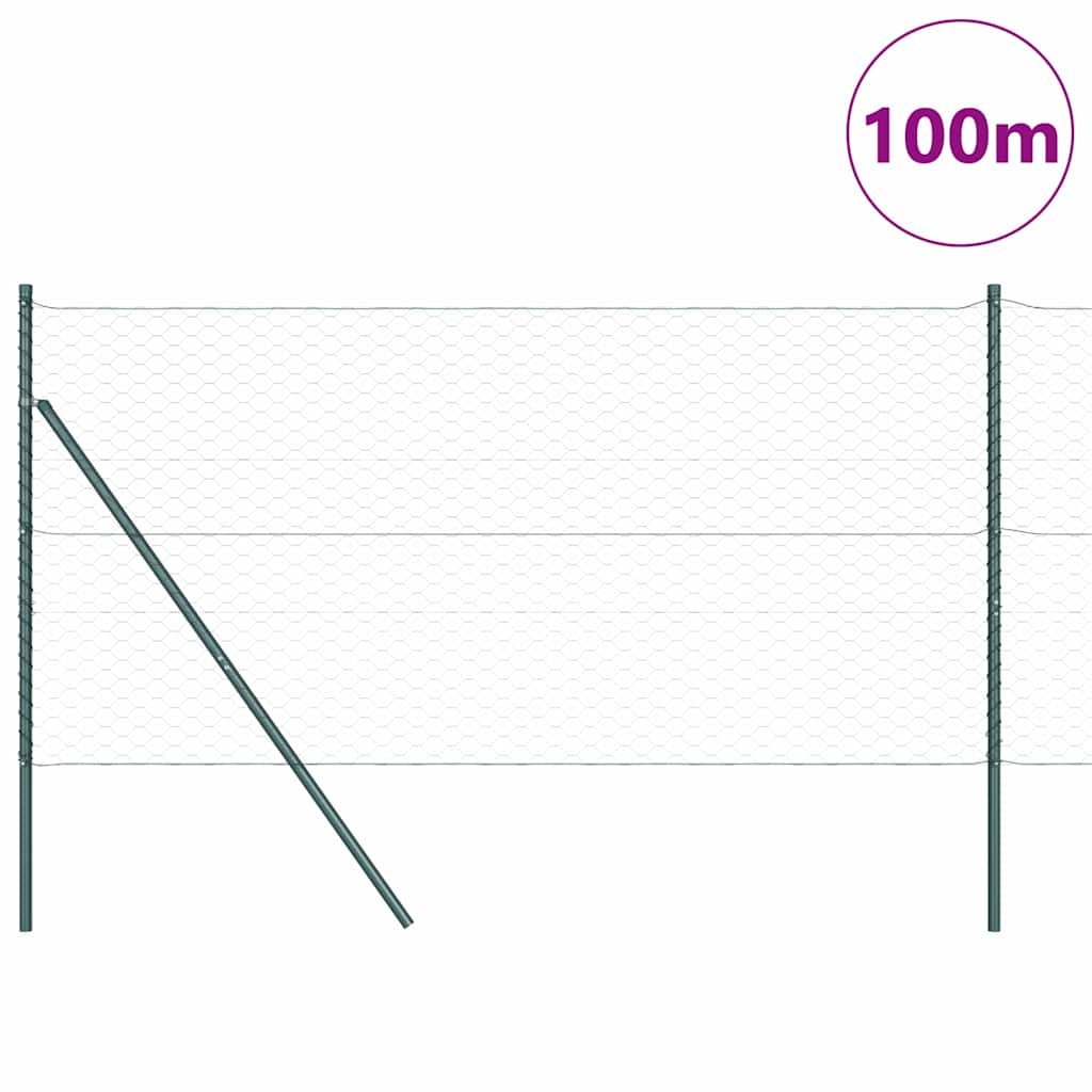 vidaXL Hexagonal Fence Ground Fix 100 x 1 m PVC-Coated Steel Grey Mesh 3