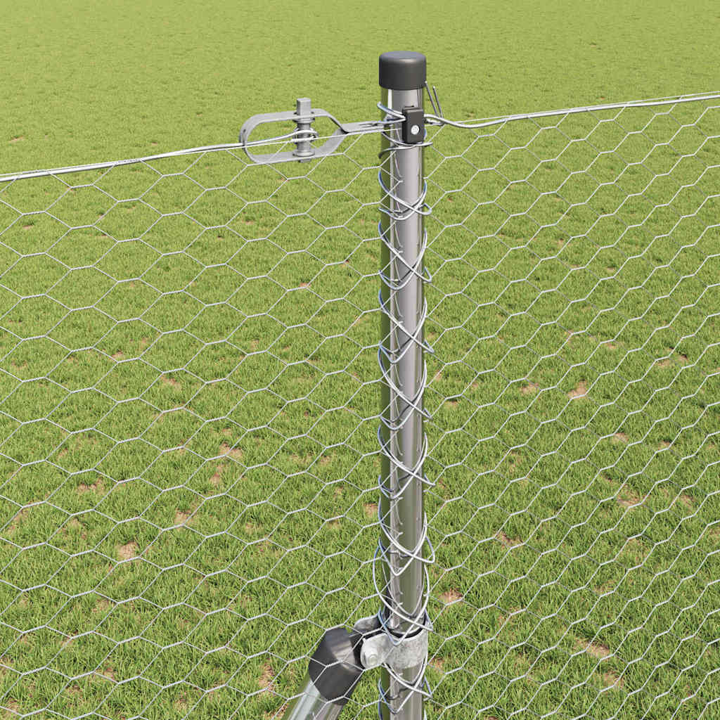 vidaXL Hexagonal Fence Ground Fix 50 x 1.5 m Galvanised Steel Silver 4