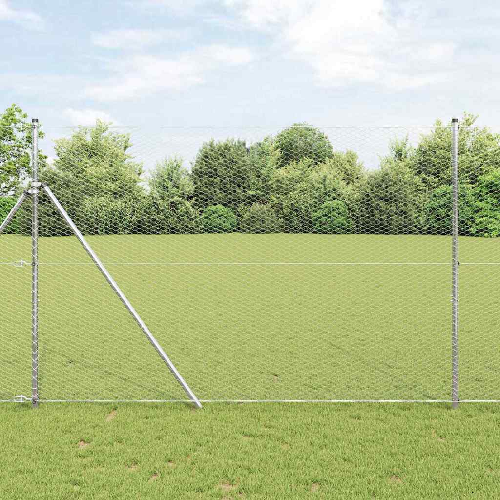 vidaXL Hexagonal Fence Ground Fix 50 x 1.5 m Galvanised Steel Silver 1